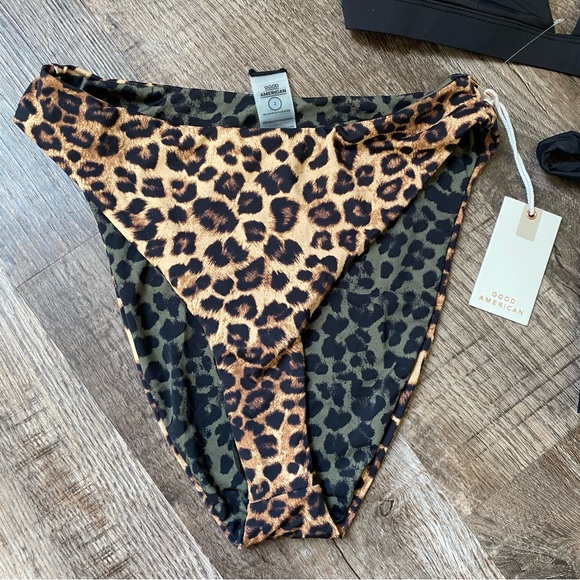 Good American Women Perfect Bikini Triangle - Leopard & Black Bottoms -New W/Tag - Picture 2 of 13